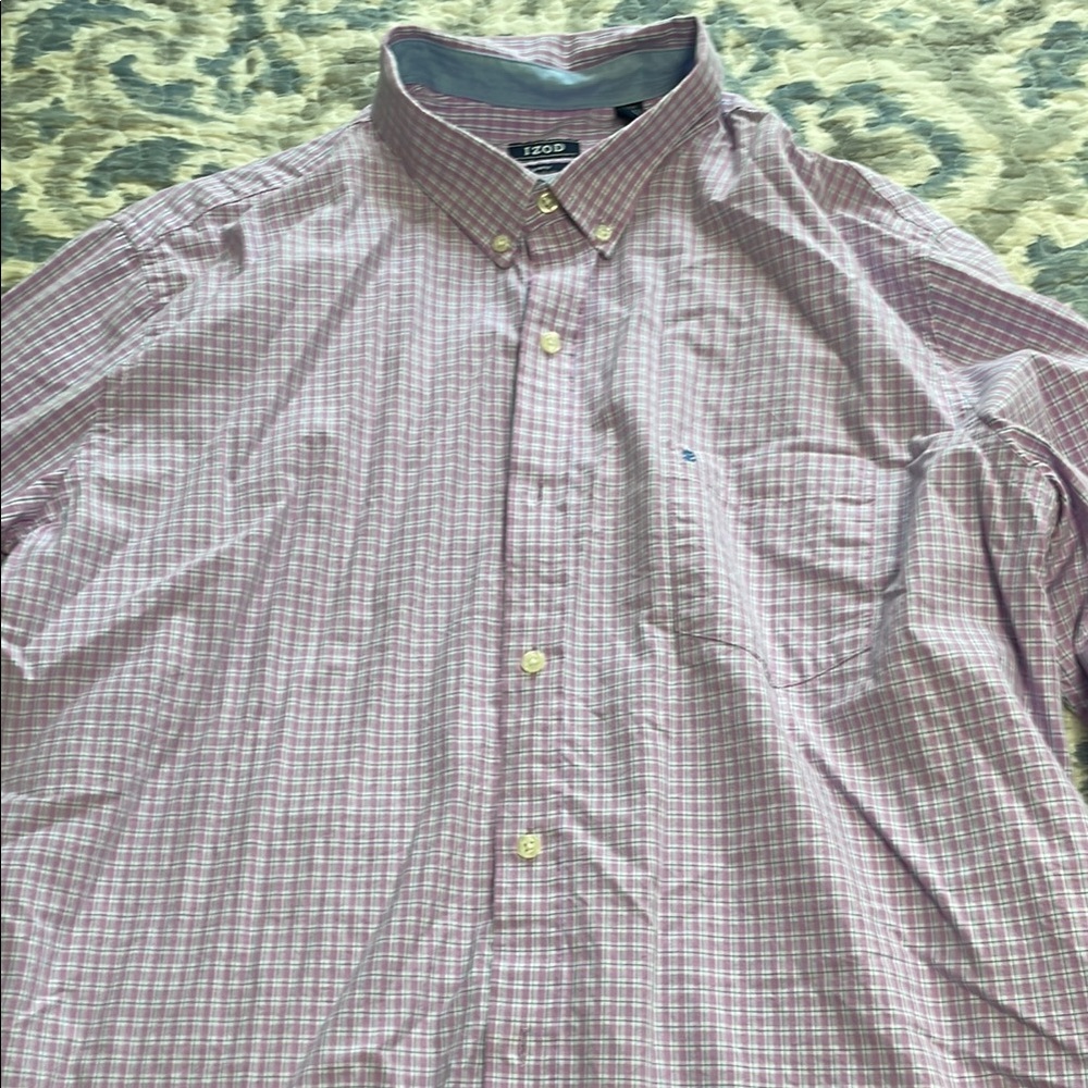 Izod Pink Casual Button Down Shirt Lightweight Cotton